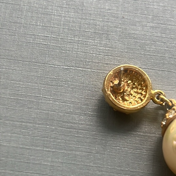 vintage Roman large cream iridescent & crystal pearl drop earrings BEAUTIFUL - Picture 3 of 5